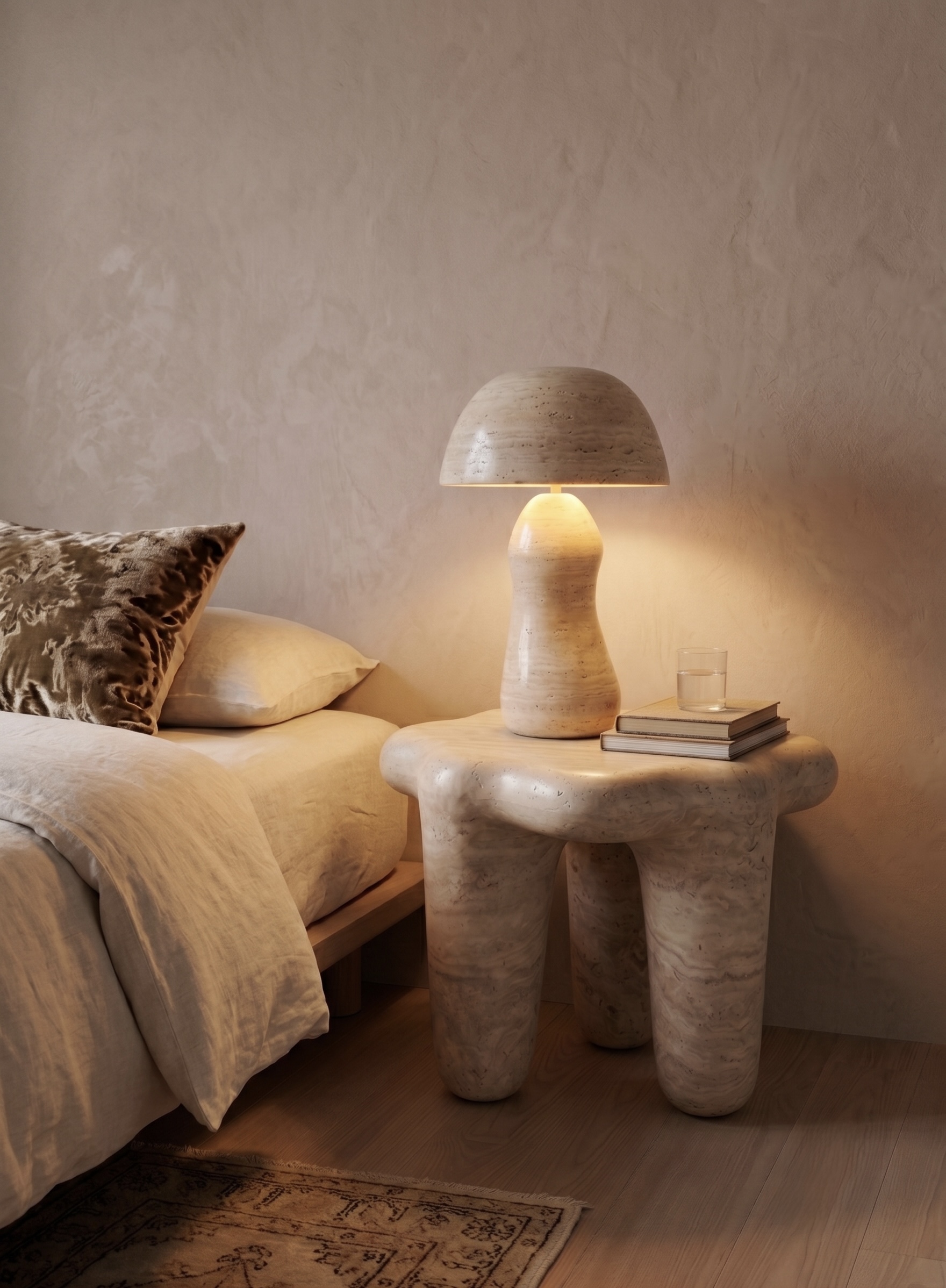 Travertine Lamp in bedroom