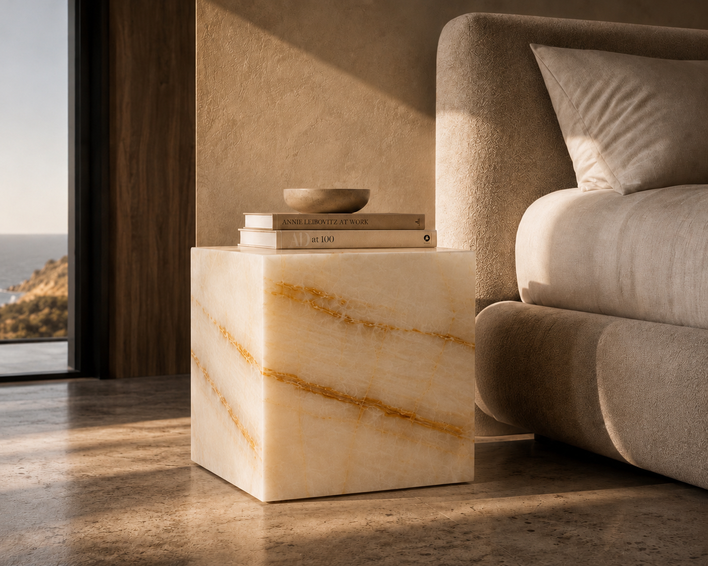 White Onyx Illuminated Table