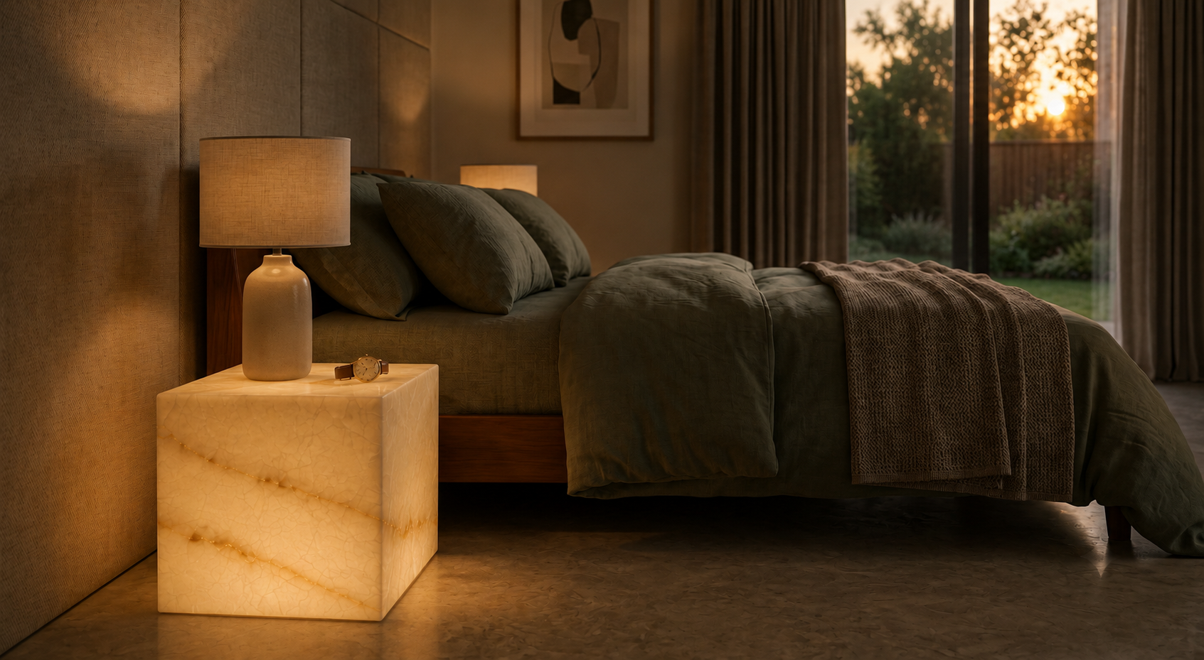 White Onyx Illuminated Table